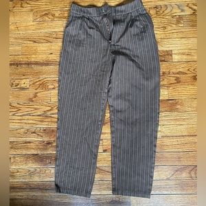 Brown and white work pants